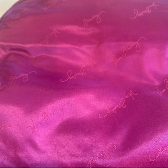 Vera Bradley Frill Vinyl Messenger Bag in Plum Petals Expandable Pockets Laptop - Picture 3 of 11